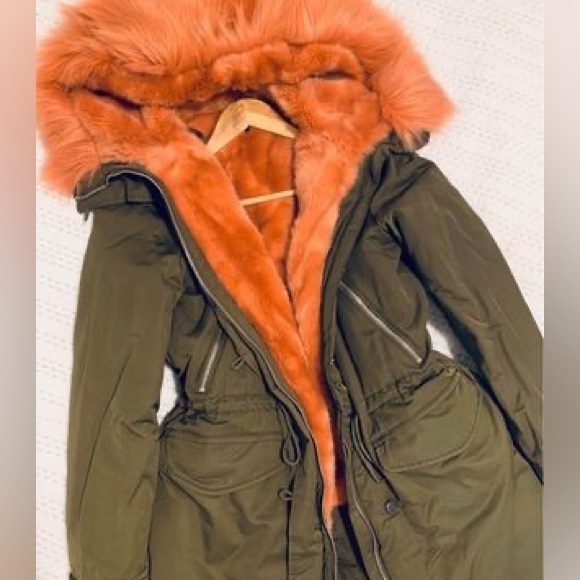 Like New ZARA winter coat parka style with colourfull faux fur size S - Picture 6 of 7